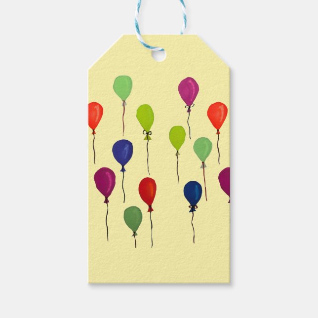 Farbenfrohe Partyballons Geschenkanhänger (Vorderseite)