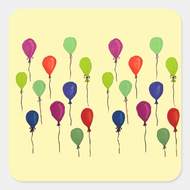 Farbenfrohe Partyballons Quadratischer Aufkleber (Vorderseite)