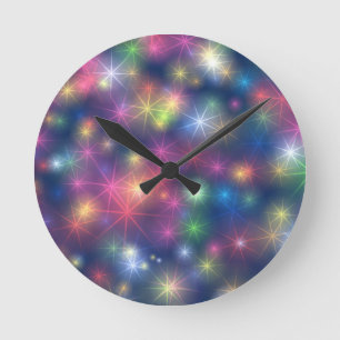 Farbenfrohe Partyleuchten mit Glitzer Runde Wanduhr