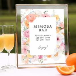 Farbenfrohe Pasta floral Mimosa Bar Sign Poster