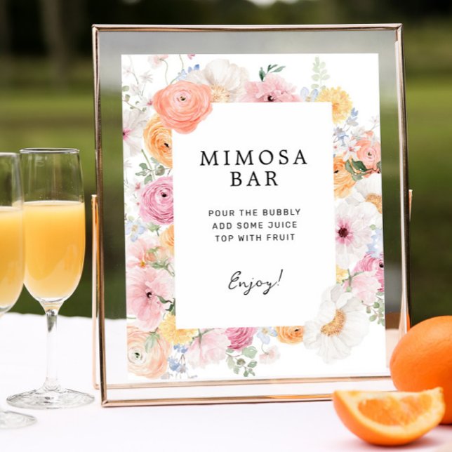 Farbenfrohe Pasta floral Mimosa Bar Sign Poster (Von Creator hochgeladen)