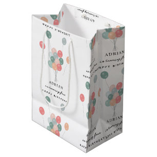 Farbenfrohe Pastel Balloons Modernes Geburtsnamens Mittlere Geschenktüte