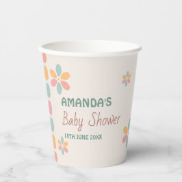 Farbenfrohe Pastel Blume Kinderdusche Party Pappbecher