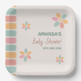 Farbenfrohe Pastel Blume Kinderdusche Party Pappteller