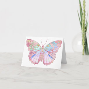 Farbenfrohe Pastel Butterfly BLANK Karte