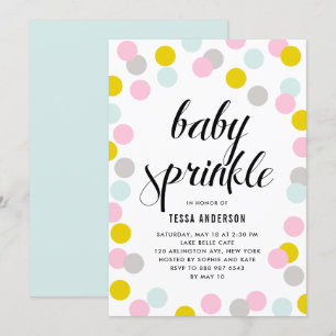 Farbenfrohe Pastel Confetti Dots rahmen Baby Sprin Einladung