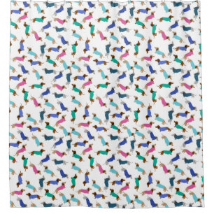 Farbenfrohe Pastel Dackel Duschvorhang