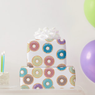 Farbenfrohe Pastel Donuts & Sprinkles Muster Geschenkpapier