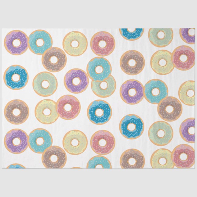 Farbenfrohe Pastel Donuts & Sprinkles Muster Seidenpapier (Vorderseite)