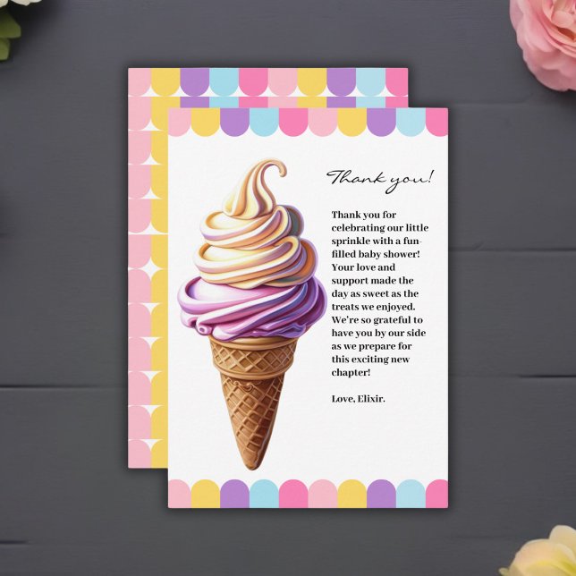 Farbenfrohe Pastel Ice Cream Sundae Kinderdusche Dankeskarte (Von Creator hochgeladen)