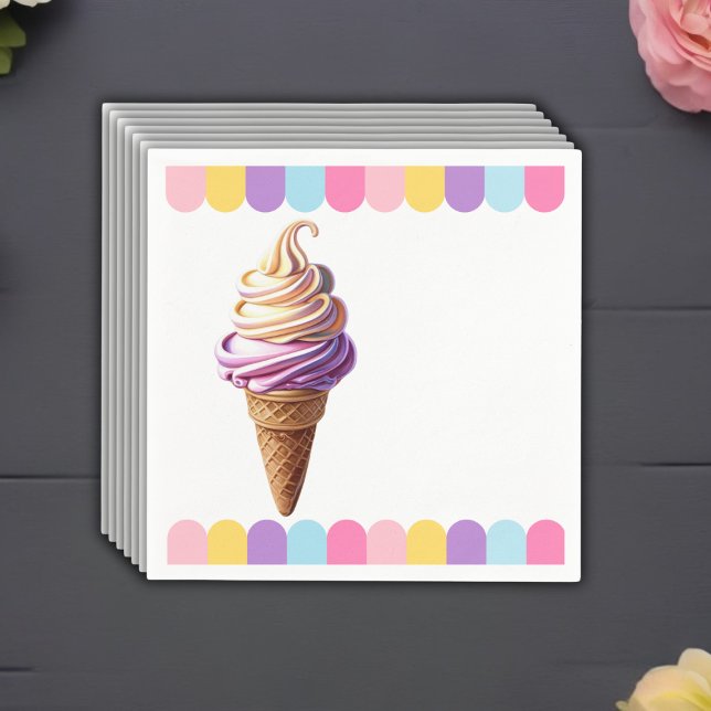 Farbenfrohe Pastel Ice Cream Sundae Kinderdusche Serviette (Von Creator hochgeladen)