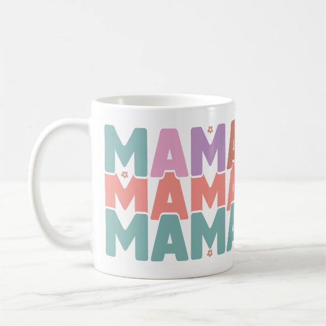 Farbenfrohe Pastel MAMA Geschenk Mama Kaffeetasse (Links)