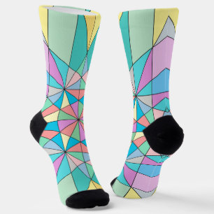 Farbenfrohe Pastel Mosaik Triangle Star Muster Socken