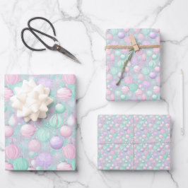 Farbenfrohe Pastel Ornamente Weihnachten Geschenkpapier Set