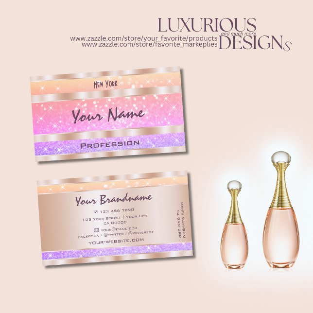 Farbenfrohe Pastel Rainbow Glitzer Stars Stilvoll Visitenkarte (Von Creator hochgeladen)