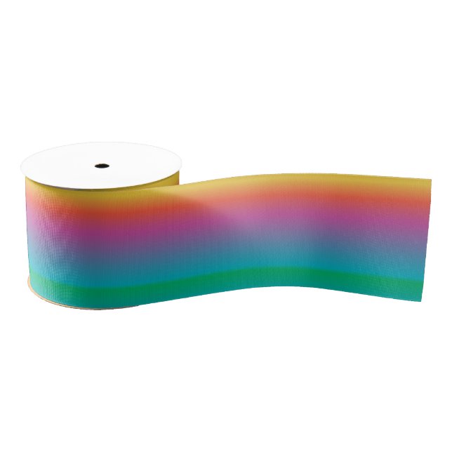 Farbenfrohe Pastel Rainbow Ombre Ripsband (Spule)