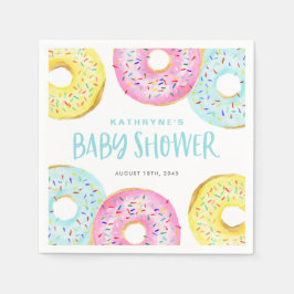 Farbenfrohe Pastel Sprinkle Donuts Kinderdusche Serviette
