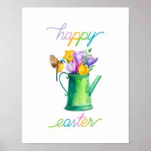 Farbenfrohe Pastel Wasserfarbe Fröhliche Ostern Poster