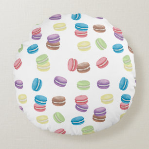 Farbenfrohe Pastel Watercolor Französische Macaron Rundes Kissen