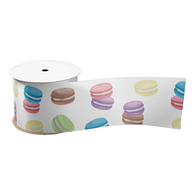 Farbenfrohe Pastel Watercolor Französische Macaron Satinband (Spule)