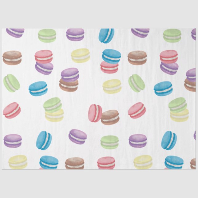 Farbenfrohe Pastel Watercolor Französische Macaron Seidenpapier (Vorderseite)