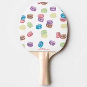 Farbenfrohe Pastel Watercolor Französische Macaron Tischtennis Schläger