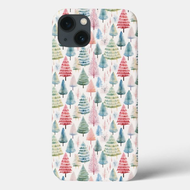 Farbenfrohe Pastel Weihnachtsbaum Muster Case-Mate iPhone Hülle (Rückseite)