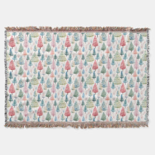 Farbenfrohe Pastel Weihnachtsbaum Muster Decke