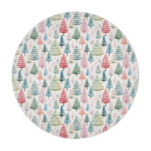 Farbenfrohe Pastel Weihnachtsbaum Muster Schneidebrett