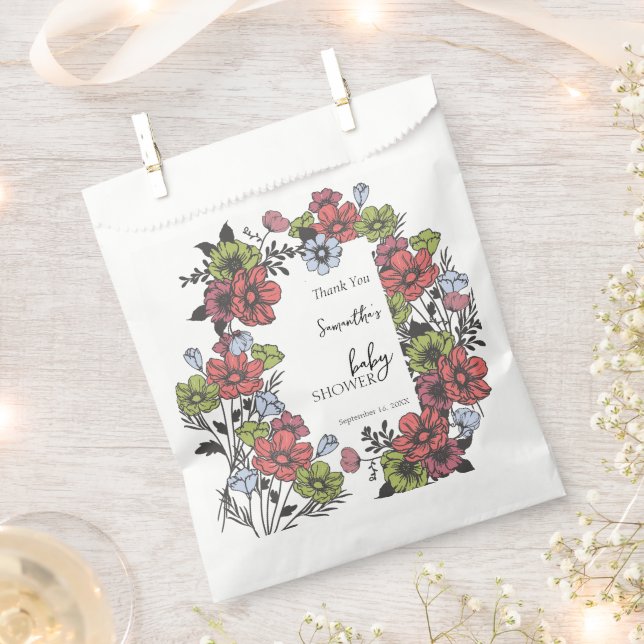 Farbenfrohe Pastel Wildblume Kinderdusche Geschenktütchen (Ausgeschnitten)