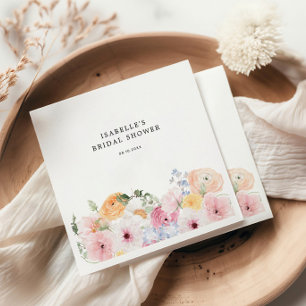 Farbenfrohe Pastell-Blumen-Brautparty Serviette