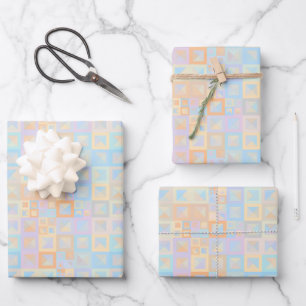 Farbenfrohe Pastell-Boho-Mod-Geometrische Abstrakt Geschenkpapier Set