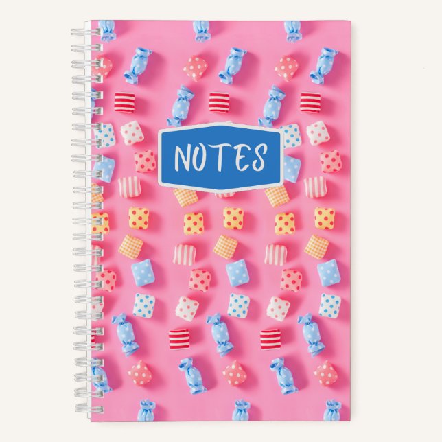 Farbenfrohe Pastell Candies Notizbuch (Vorderseite)