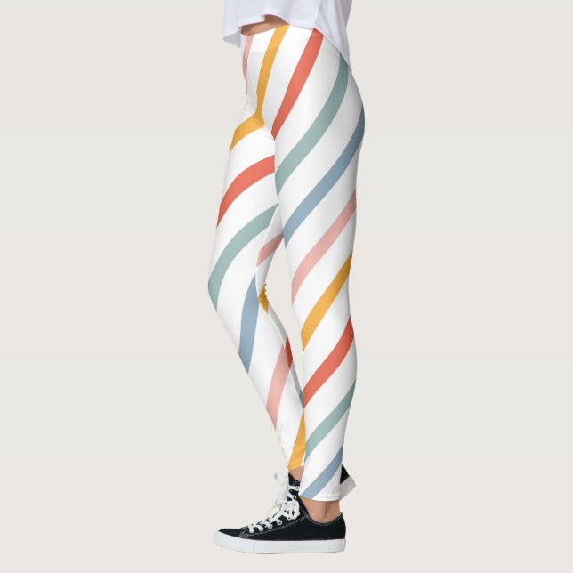 Farbenfrohe Pastell-Diagonalstreifen Leggings (Links)