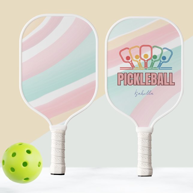 Farbenfrohe Pastell-Gestaltung Pickleball Schläger (Von Creator hochgeladen)