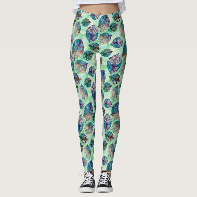 farbenfrohe Pastell-Herbstlaube Leggings (Vorderseite)