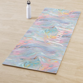 Farbenfrohe Pastell-Holografische Marmor-Wirbel Yogamatte