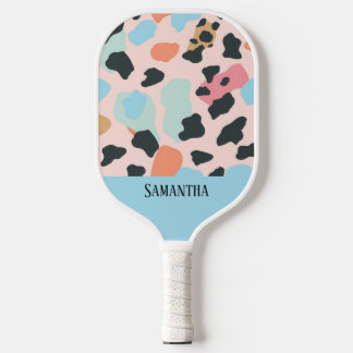 Farbenfrohe Pastell Leopard Druck Nahtloses Muster Pickleball Schläger