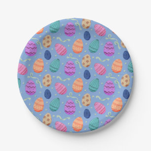 Farbenfrohe Pastell-Oster-Eier-Wiederholungsmuster Pappteller