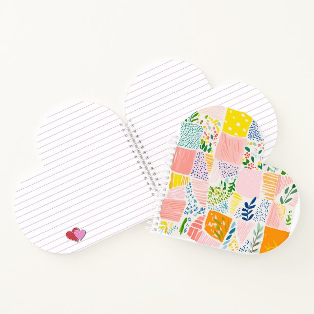 Farbenfrohe Pastell-Patchwork-Preppy Notizbuch (Innenseite)