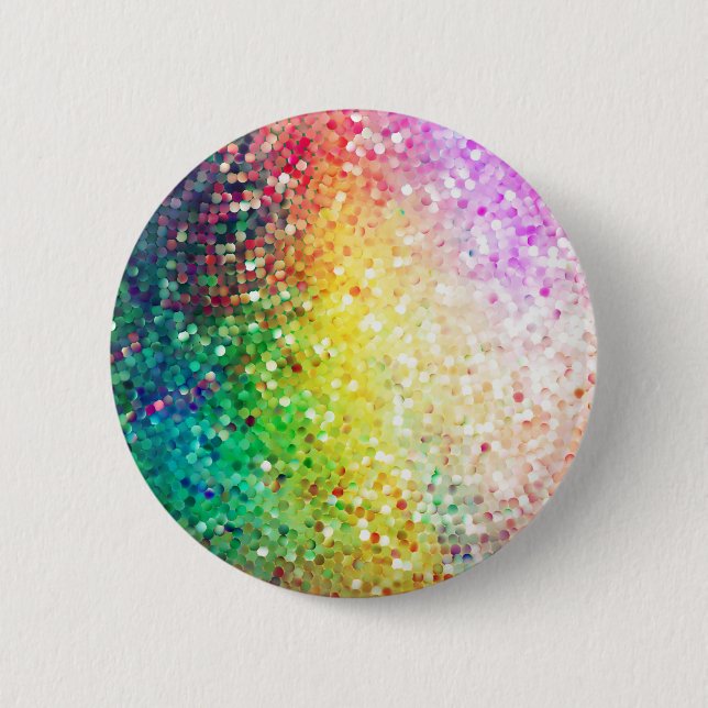 Farbenfrohe Pastell Tones Retro Glitzer Button (Vorderseite)