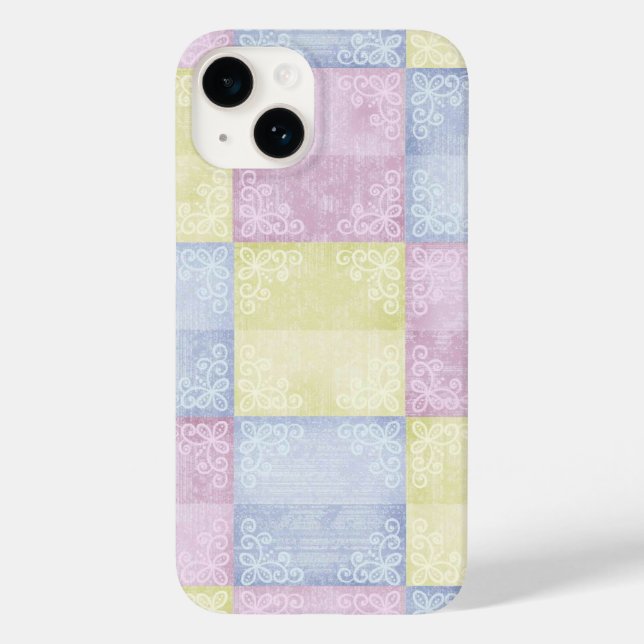 Farbenfrohe Pastelle Patchwork Case-Mate iPhone Hülle (Rückseite)