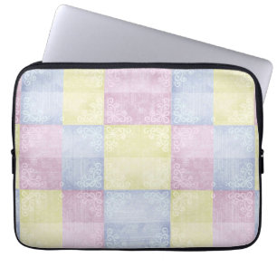 Farbenfrohe Pastelle Patchwork Laptopschutzhülle