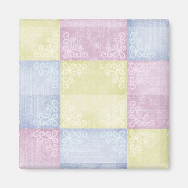 Farbenfrohe Pastelle Patchwork Magnet (Vorne)