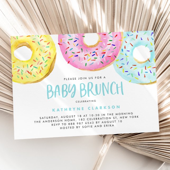 Farbenfrohe Pastelle Sprinkle Donuts Baby Brunch Einladung (Von Creator hochgeladen)