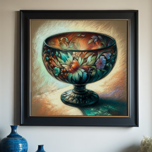 Farbenfrohe Pastelle Zeichnend Antique Art Glass B Poster