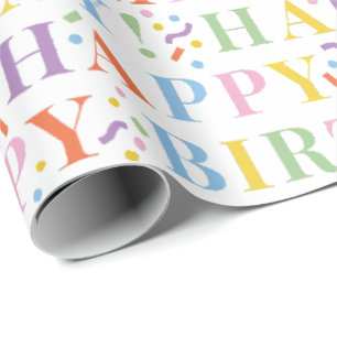 Farbenfrohe Pastelle zum Geburtstag und Confetti Geschenkpapier