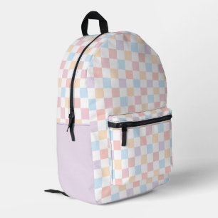 Farbenfrohe Pastellfarben Niedliches kariertes Mus Bedruckter Rucksack