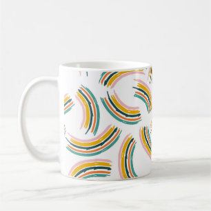 Farbenfrohe pastellfarbene Linien und Formen. Rege Kaffeetasse