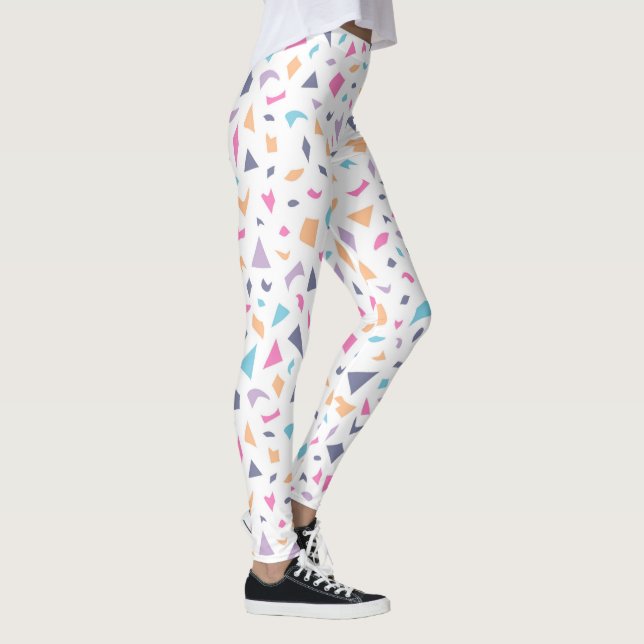 Farbenfrohe Pastellform Muster Leggings (Rechts)